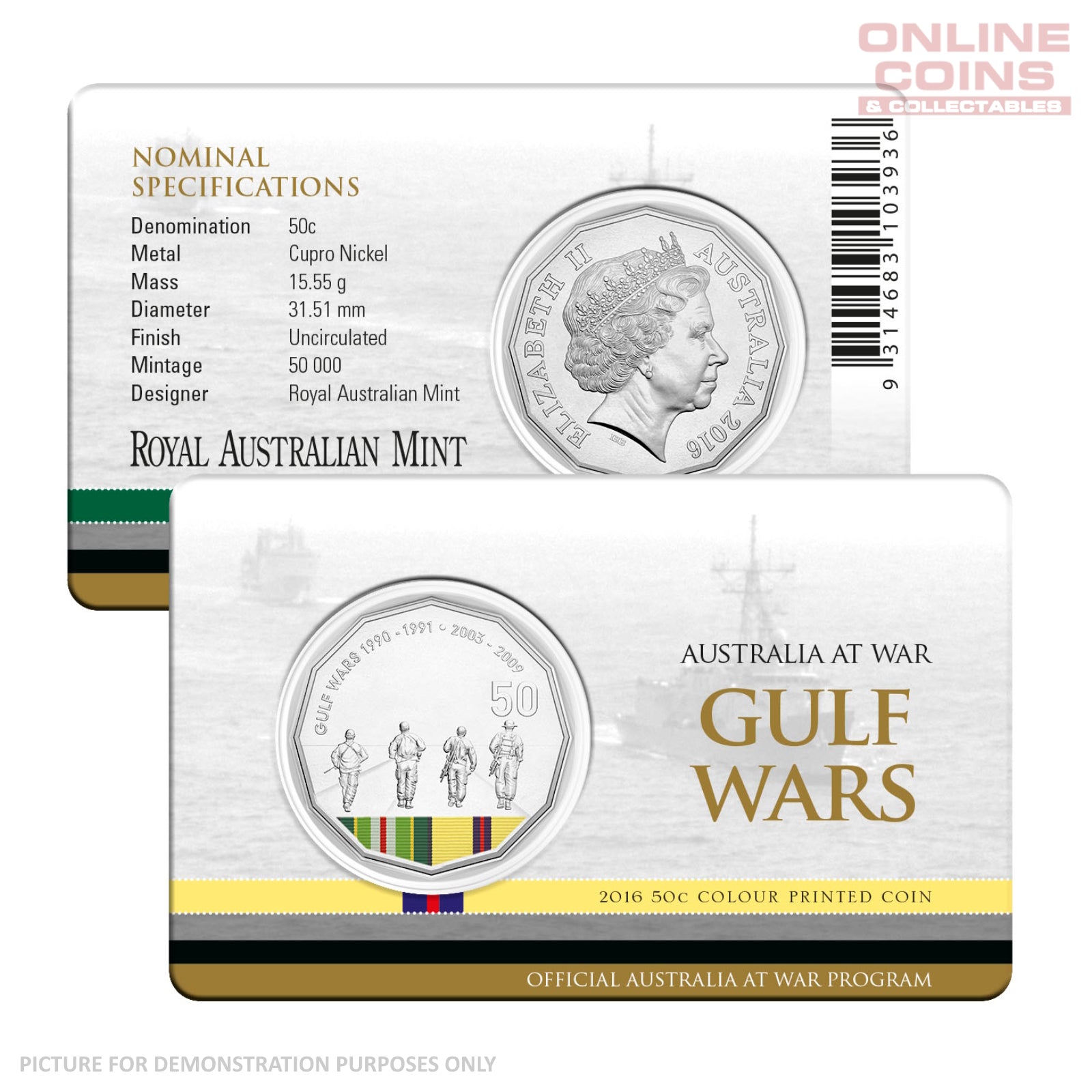 2016 50c Uncirculated Carded Coin - Gulf Wars